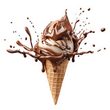 ice cream cone with splashes isolated on transparent background Remove png, Clipping Path, pen tool