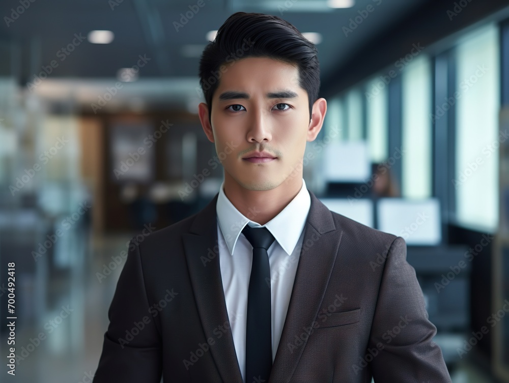 Portrait Attractive Asian young confident business man in business professional working office