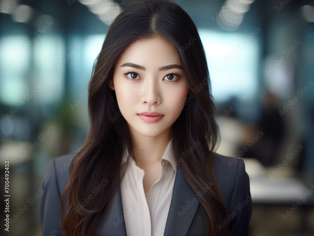 Portrait Attractive Asian young confident business woman in business professional working office Portrait Attractive Asian young confident business woman in business professional working office