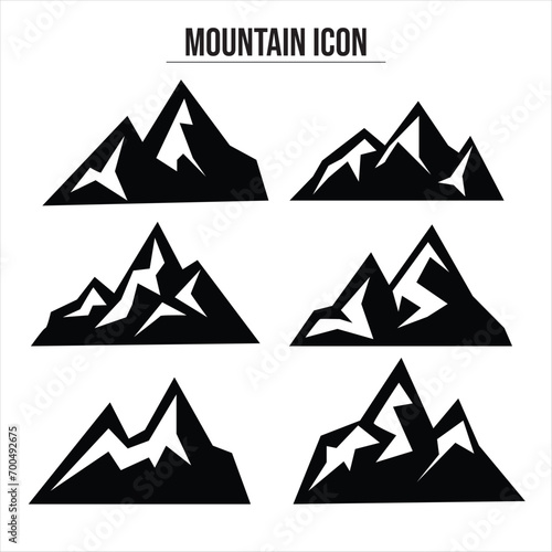 Mountain tourism and rock climbing icon set. High mountain icon logo vector illustration design template.