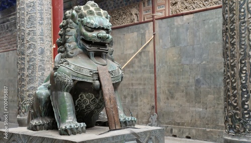 chinese lion statue in the temple