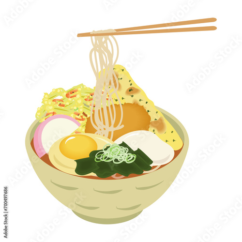 具だくさんそば麺上げ