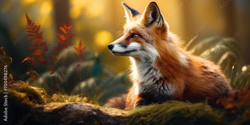 Portrait of lovely fox in the nature, wildlife and nature concept Portrait of lovely fox in the nature, wildlife and nature concept