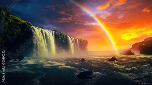 Magical Waterfall  A Nature Shot with Rainbow and Wonder Filter