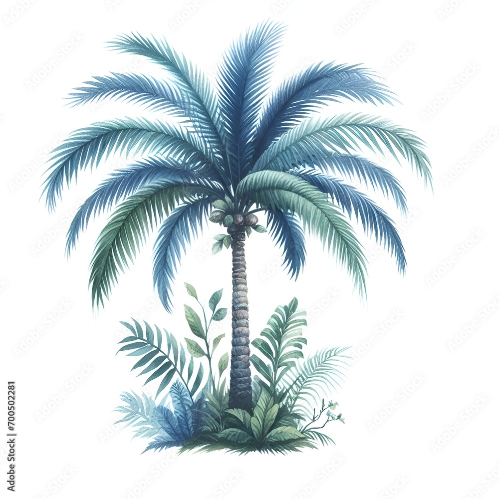 Obraz premium green palm tree tropic leaves decor for vacation card