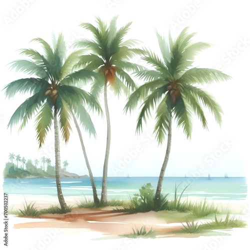 green palm tree tropic leaves decor for vacation card