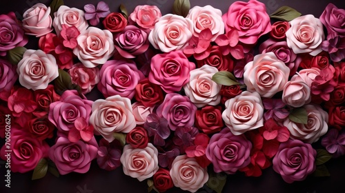 Full background of roses  Valentines day festive red and pink rose background