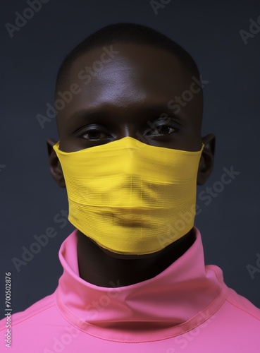 a man wearing a yellow mask