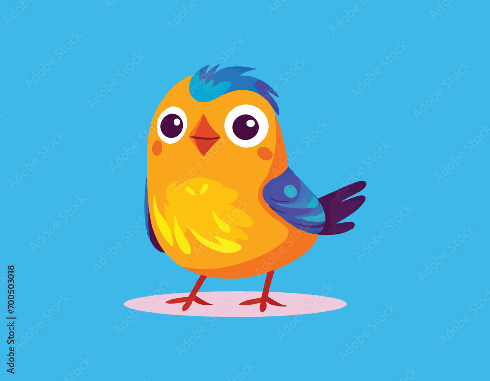 funny golden and blue bird cartoon vector on a isolated background funny golden and blue bird cartoon vector on a isolated background