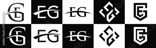 EG logo. E G design. White EG letter. EG  E G letter logo design. Initial letter EG  linked circle uppercase monogram logo. E G letter logo vector design. EG letter logo design five style.