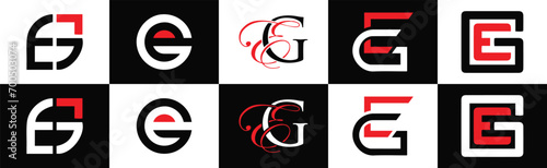EG logo. E G design. White EG letter. EG, E G letter logo design. Initial letter EG  linked circle uppercase monogram logo. E G letter logo vector design. EG letter logo design five style.