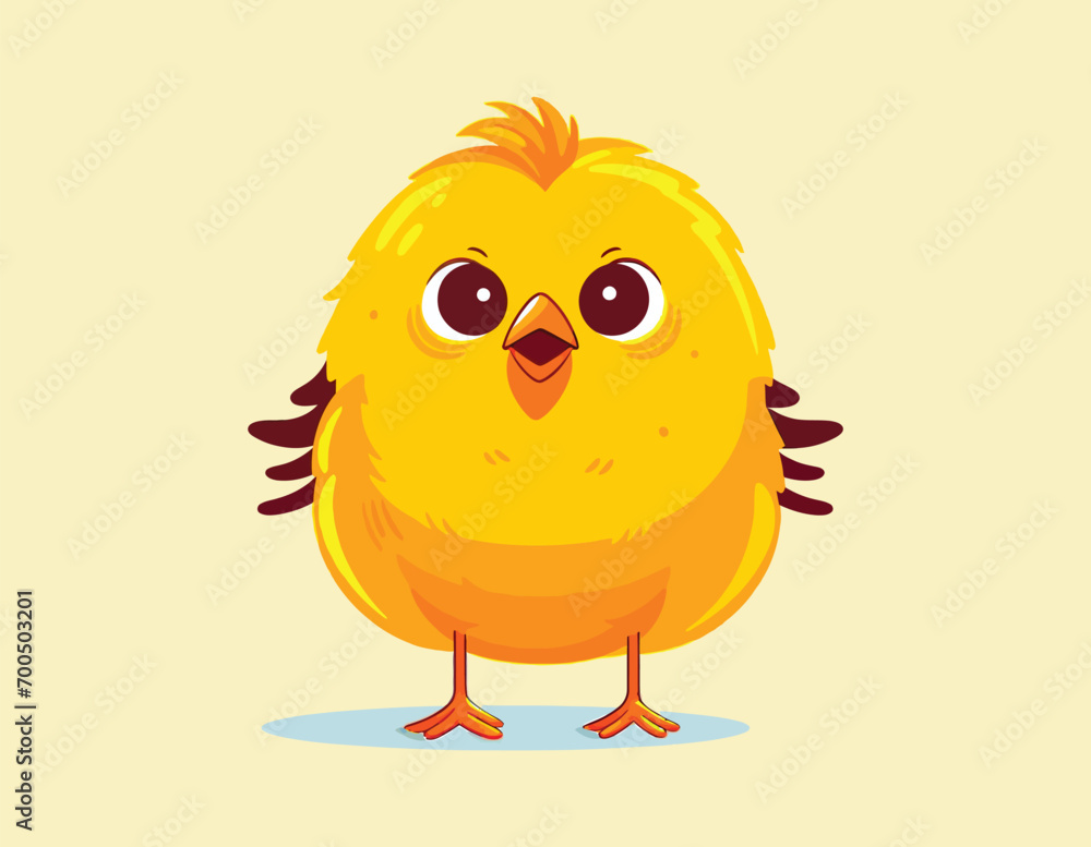 funny golden bird cartoon vector on a isolated background