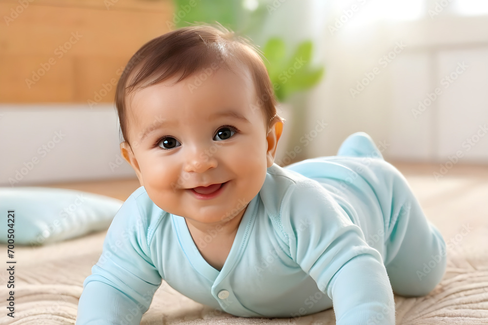 Smiling cute baby. Generative AI