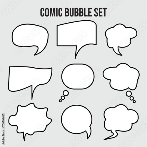empty comic bubbles and elements set with black colour on white background.