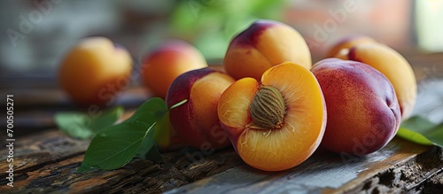 A fruit made by crossing plums and apricots It weighs around 80 grams and is larger than an apricot and has a high sugar content. Creative Banner. Copyspace image