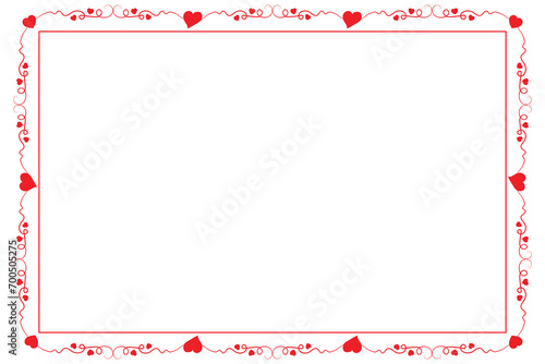
Heart Swirl Romantic Love ornaments isolated border layout, red hearts ornate award frame border, Valentine Day Card Border Square frame design, decorative heart rectangle frame vector element photo