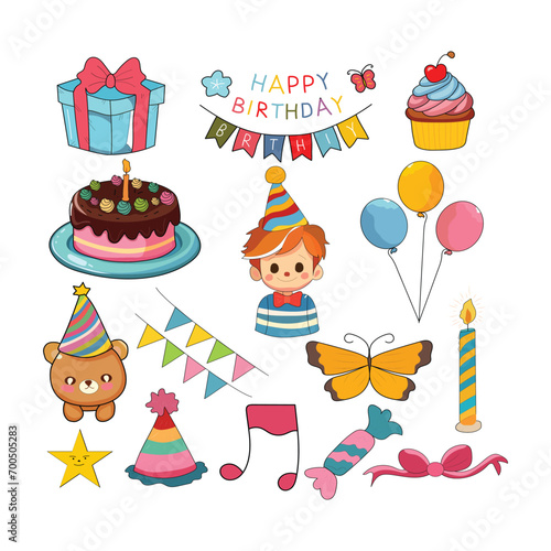 Happy birthday doodle  art illustration  hand-drawn Happy birthday elements