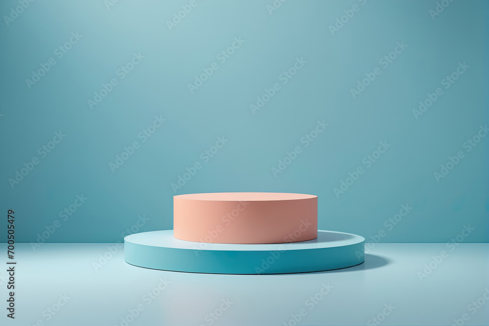 podium on blue background. product display podium and business concept. podium on blue background. product display podium and business concept.