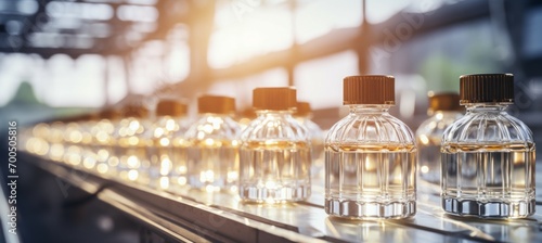 Perfume bottles production. Generative AI technology.