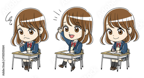 勉強する女子高校生