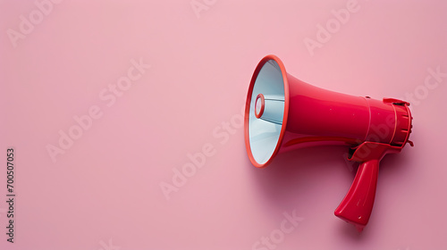 Megaphone or hand speaker isolated on pink background with copy space