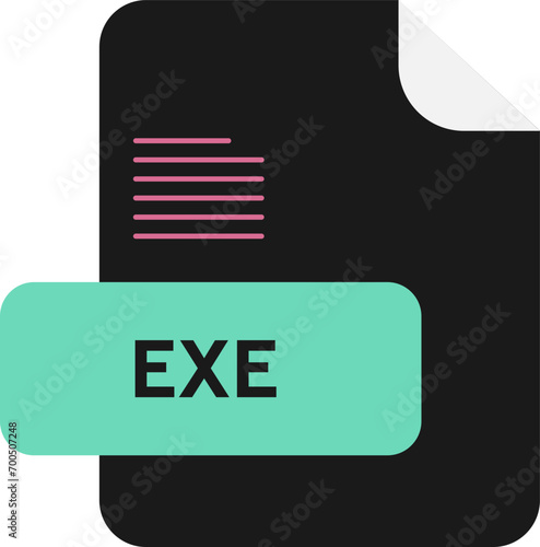 EXE File Extension icon black and Bermuda fill color