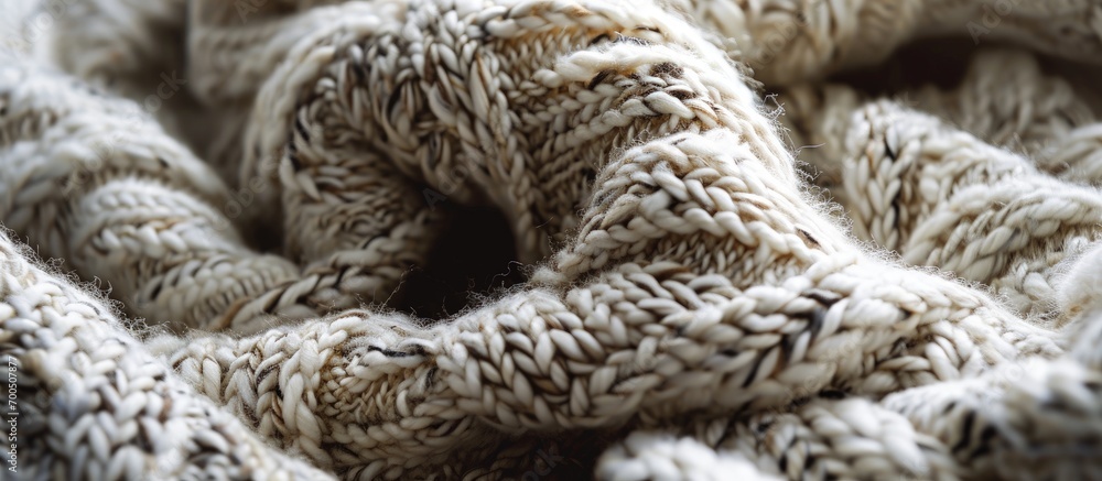 Knitted product made of woolen yarn with a clear pattern in pleasant colors Texture of a knitted blanket. Creative Banner. Copyspace image Knitted product made of woolen yarn with a clear pattern in pleasant colors Texture of a knitted blanket. Creative Banner. Copyspace image