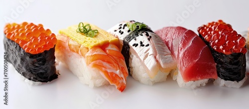 Japanese sushi you can buy at the supermarket. Creative Banner. Copyspace image