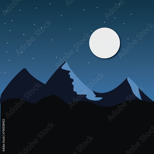 night landscape with mountains