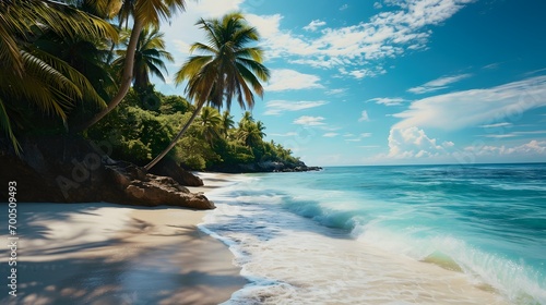 Beautiful tropical island with palm trees and beach