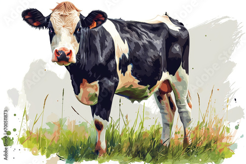 illustration design of a racing cow in painting style photo