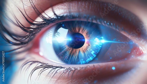 Closeup of Blue Eyes - Concept of Eye Laser Surgery - LASIK - Eye Medicial Procedure