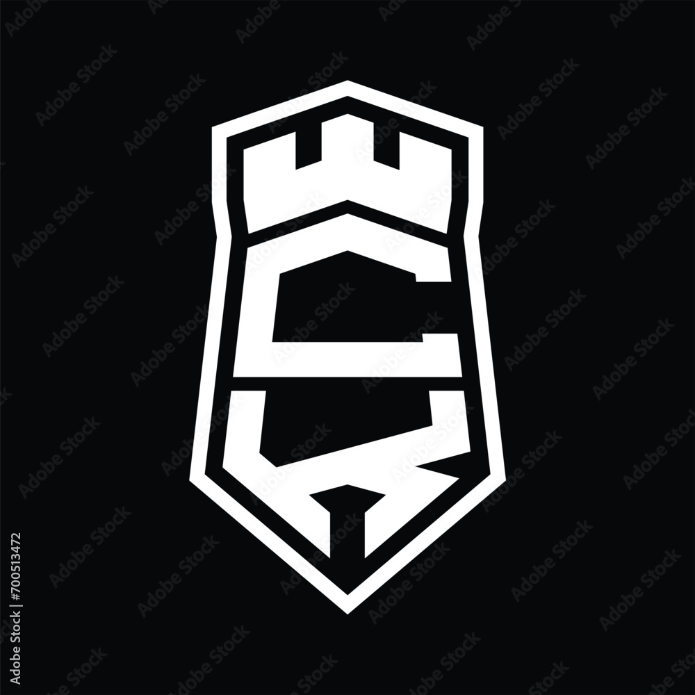 CK Letter Logo monogram hexagon shield shape up and down with crown castle isolated style design CK Letter Logo monogram hexagon shield shape up and down with crown castle isolated style design