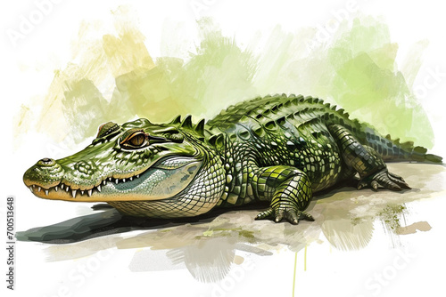 illustration design of a painting style crocodile