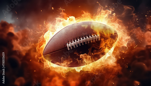 American Football Ball on Fire