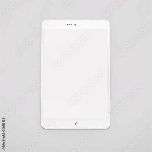 Hochwertige, realistische neue Version eines weichen, sauberen weißen Tablet-Computers mit leerem weißen Bildschirm. Realistisches Vektor-Mockup-Tablet-Pad für die visuelle Demonstration der UI-App. photo