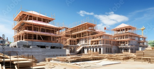 Vihara budhist temple construction project. Generative AI technology.