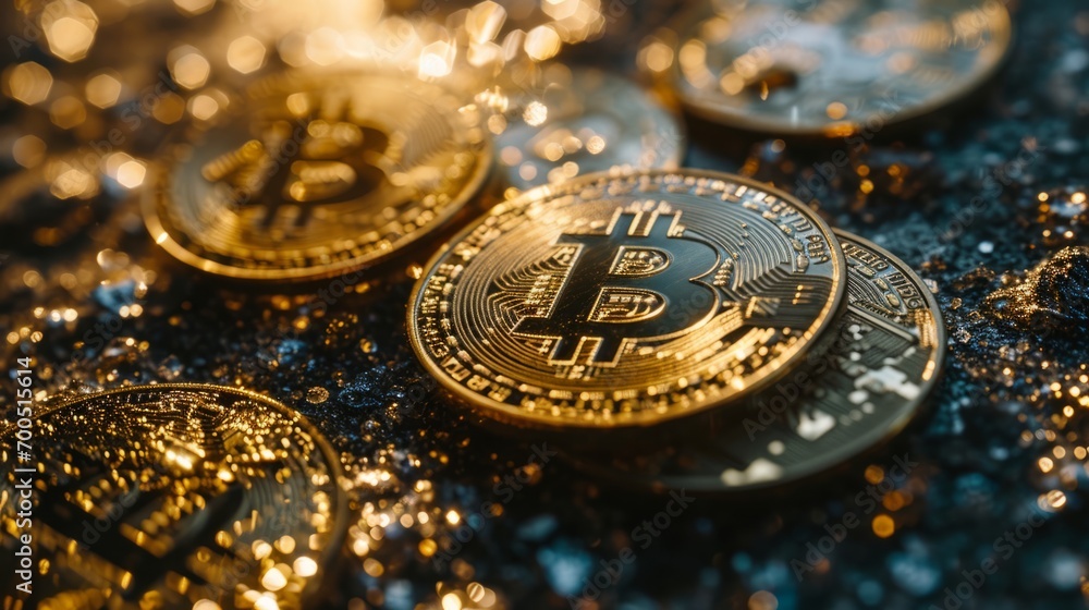 Bitcoin on Sparkling Backdrop.
Close-up of a Bitcoin amidst sparkling lights. Bitcoin on Sparkling Backdrop.
Close-up of a Bitcoin amidst sparkling lights.