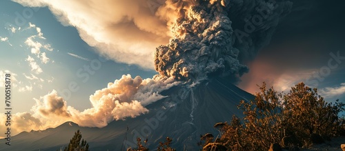 Canvas Print cloud explosion mountain eruption tungurahua volcano in ecuador large mushroom c