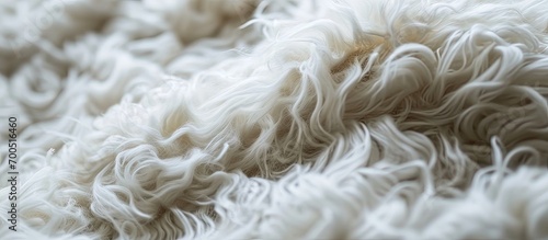 Fluffy white wool texture background fluffy abstract backdrop design. Creative Banner. Copyspace image