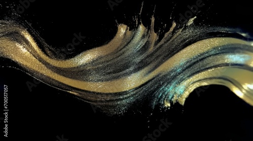 Wallpaper Mural Colorful Liquid Oil Glitter Brush stroke on black background. Shiny glowing marbled texture for beauty industry.  Torontodigital.ca