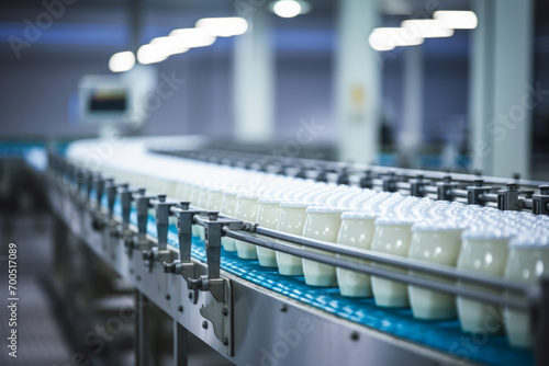 Cadena de producción de productos lácteos. photo