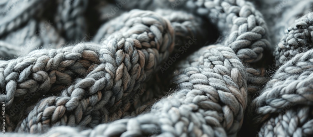 Knitted product made of woolen yarn with a clear pattern in pleasant colors Texture of a knitted blanket. Creative Banner. Copyspace image Knitted product made of woolen yarn with a clear pattern in pleasant colors Texture of a knitted blanket. Creative Banner. Copyspace image