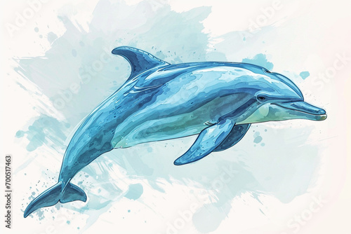 illustration design of a dolphin in painting style © imur