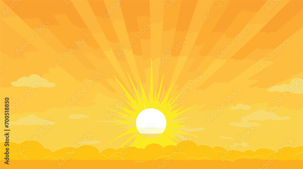 brilliance of a high noon scene in a vector scene showcasing the sun at its zenith, casting bright and clear illumination. Illustrate the clarity and intensity of sunlight