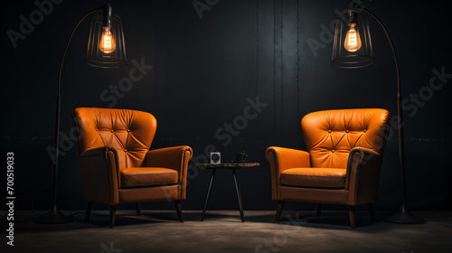 Two chairs and spotlights