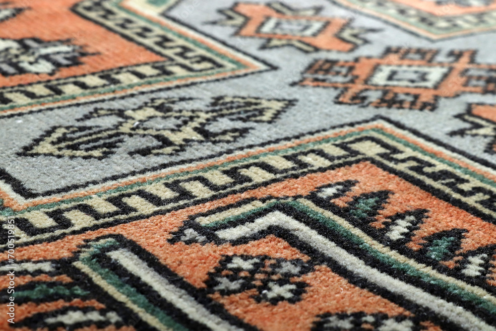 Textures and patterns in color from woven carpets Textures and patterns in color from woven carpets