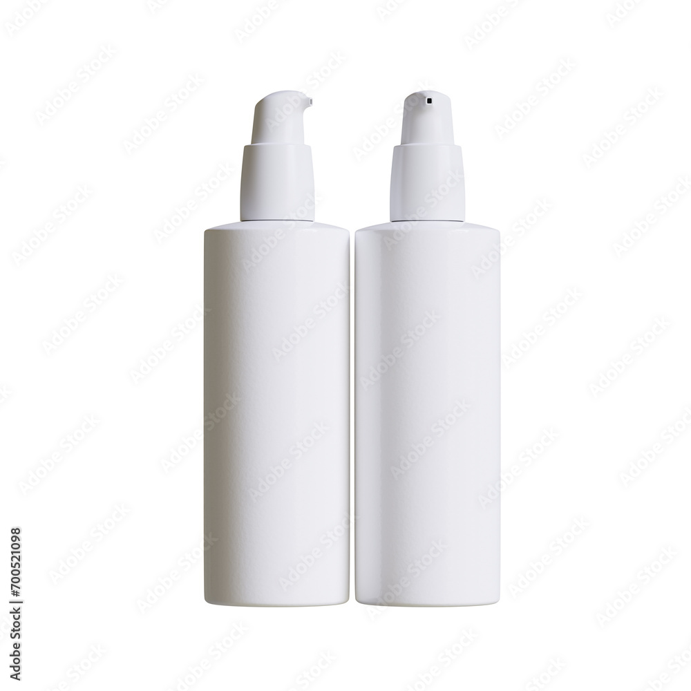 Cosmetic bottle cream or container with pump dispenser isolated on white background. Plastic cream tube. Cosmetic packaging mock up rendering illustration Cosmetic bottle cream or container with pump dispenser isolated on white background. Plastic cream tube. Cosmetic packaging mock up rendering illustration