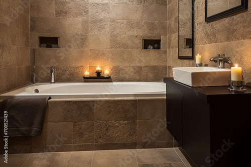 Luxuriously Modern Bathroom Design with Exquisite Wooden and Opulent Marble Paneling Wall