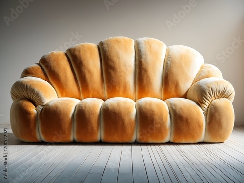 a sofa designed to look like a loaf of bread photo